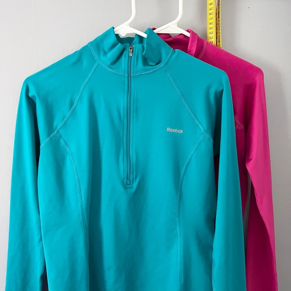 Bundle 2 Reebok 3/4 Zip Pullovers Long sleeve Medium Blue and Pink - Picture 3 of 12